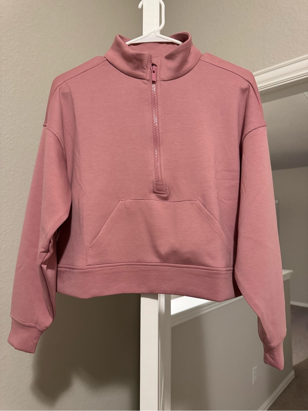 Zenana Outfitters Dusty Rose Half-Zip Pullover Hoodie